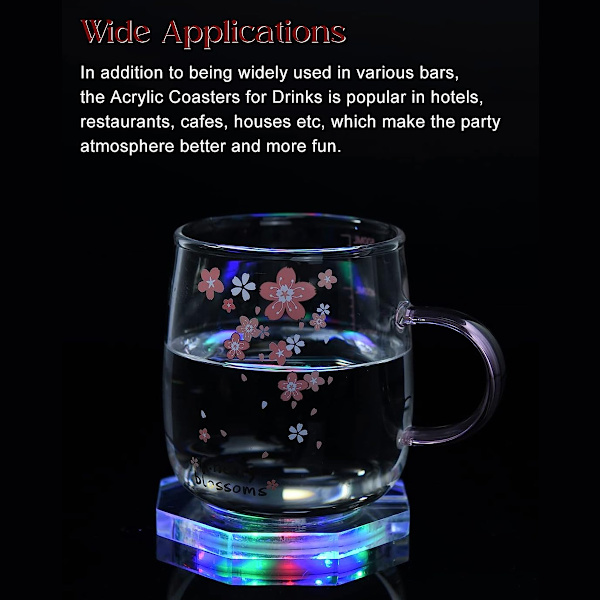 USB-laddningsbar LED-coaster, flaskbelysning för drycker, blinkande ljuscoaster för barer, fester, bröllop, festivaler
