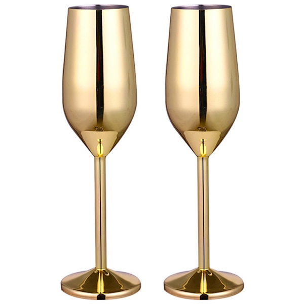 Champagne-fløyter, sett med 2, rustfritt stål, knusesikkert