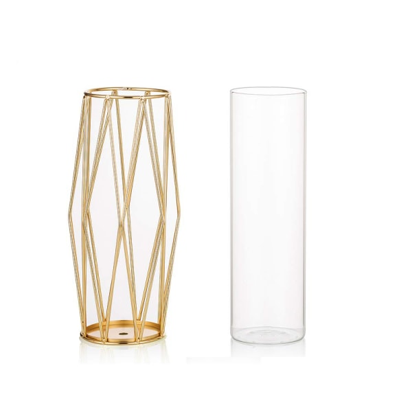 Vase for Pampas Grass, Glass Gold High Floor Vase with