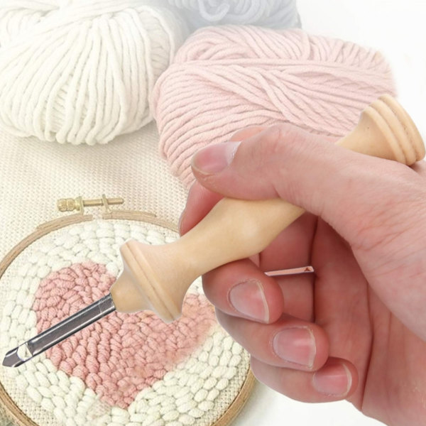 2 stk. Punch Needle Sæt Træhåndtag Broderi Punch Needle Syværktøj til Håndværk Garn og Tråd