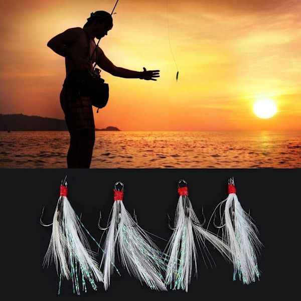 20 stk Fiske Lures Fjær Treble Hook Fiske Crankbaits Fiskeutstyr Tre Klo Kroker
