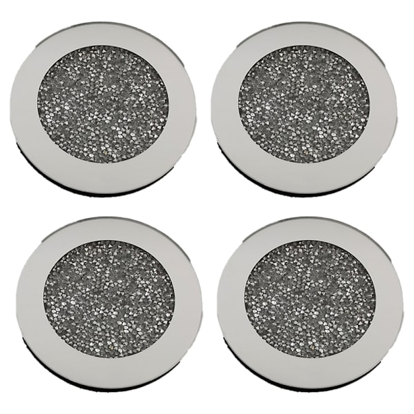 Glass Mirrored Coaster, Crushed Diamond Cup Mat Decor on