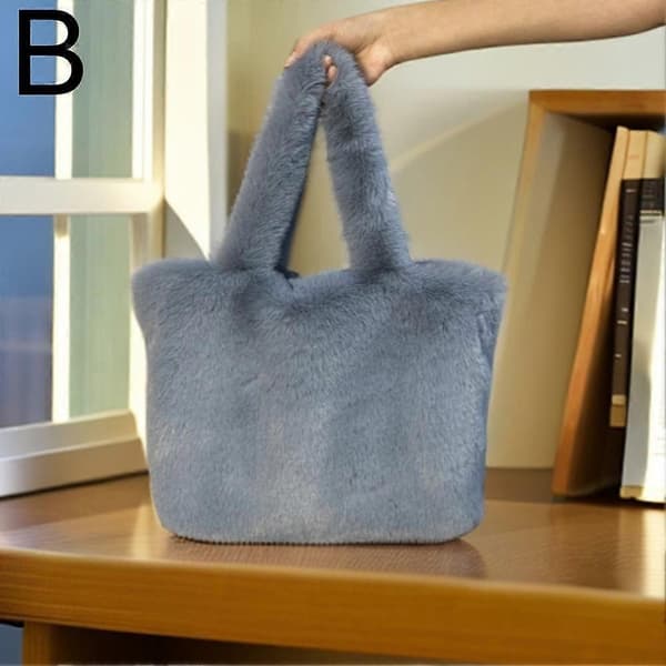 Stor kapacitet Fluffy Plys Skuldertaske Gray