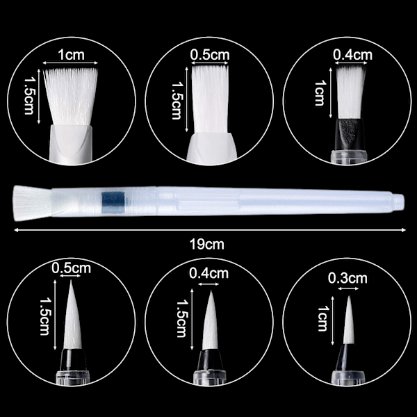 Vattenbehållare borste, 6 stycken premium vattenbehållare borste set med vattenbehållare vatten borste penna vatten penna set för akvarellmålning, färg blandning,