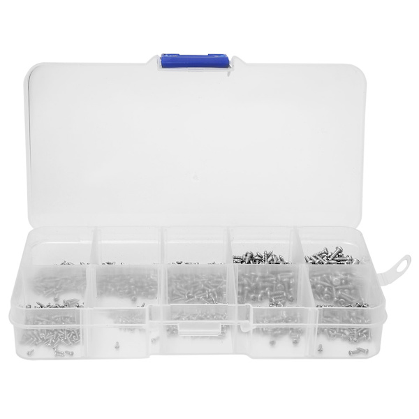 1000 st Mini Korshuvud Självspännande Skruvar i Rostfritt Stål Set M1 M1.2 M1.4 M1.7