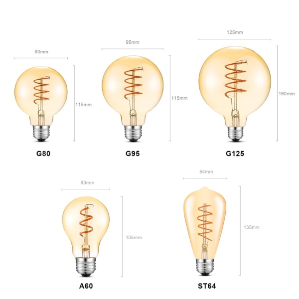 COB LED Filament Edison pære Dekorativ Edison lampe E27 1