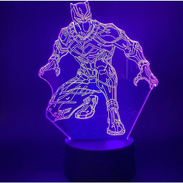 Black Panther 3D LED nattlampa bordslampa för barnrum
