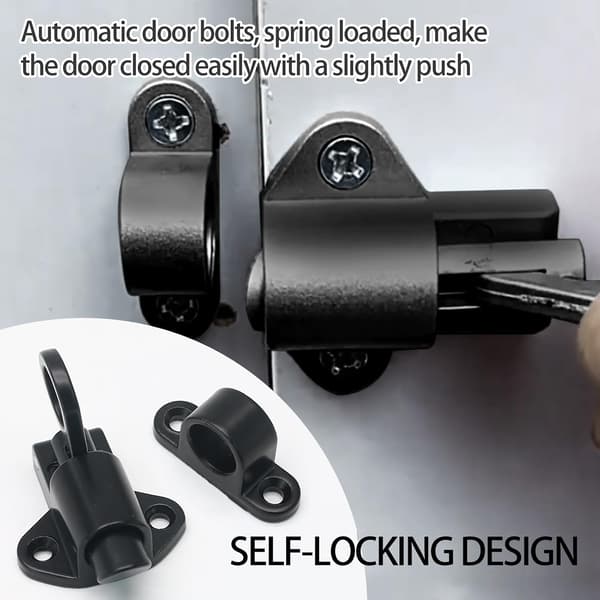 4-pack Self-Closing Latch Spring Door Latch, Resilient Bolt Lock Security Automatic Gate Latch, Spring Cylinder Sliding Door Lock with Screws