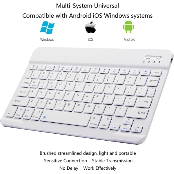 1st Universal Bluetooth-tangentbord, bärbart, vitt, storlek 10