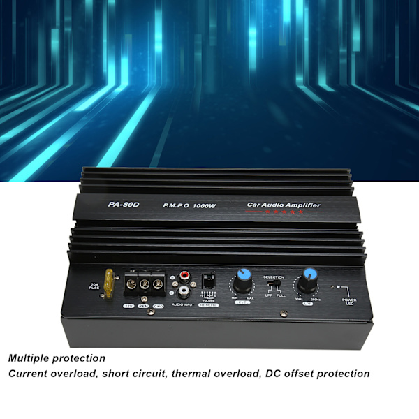 PA 80D Bilforstærkerkort Professionel Høj Effekt Subwoofer Pladeforstærker til Bilunderholdning 12V 1000W