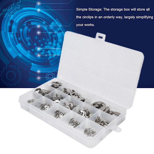 400 st E-clips Cirkelsäkringar 604 Rostfritt Stål Sortiment Set Kit för Lager