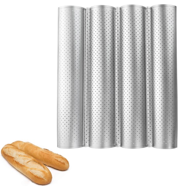 Tarttumaton rei'itetty patonkipannu ranskalaisen leivän leivontaan 4 aaltoleipää Loaf Mold uuni Leivänpaahdin