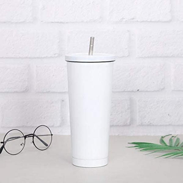 Aiboria 750ml / 25oz rustfrit rejsekrus med sugerør og låg