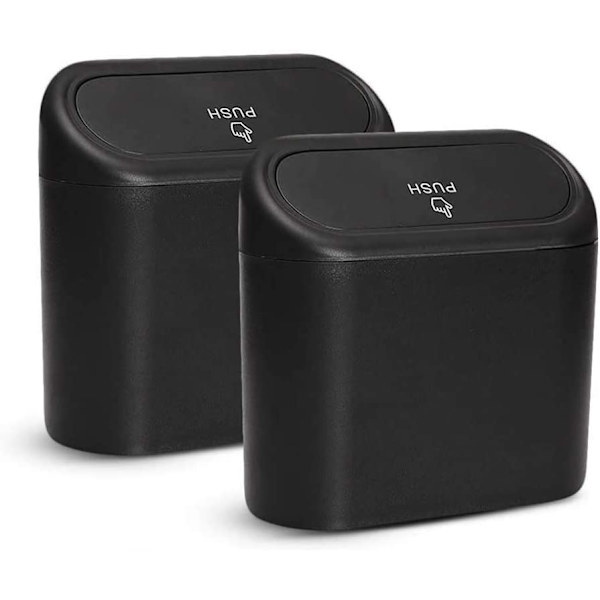 2 st Mini-soptunnor, Multifunktionell Bil-soptunna med Lock-Wate