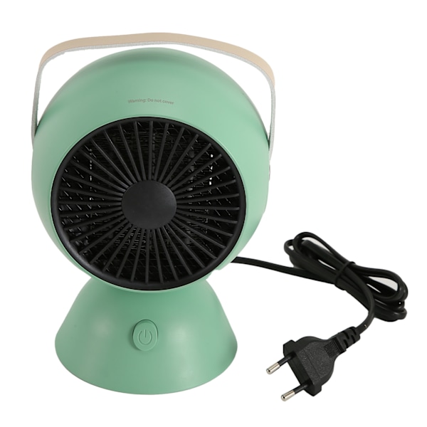 Mini Fläktvärmare 1300W Tyst Konstant Temperatur Snabb Uppvärmning Bärbar Skrivbordsvärmare för Sovrum Kontor 100V‑240V Grön EU-kontakt