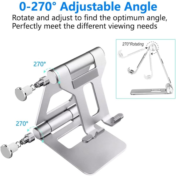 Aluminium Telefonhållare Skrivbord, Fällbar Telefonhållare Smartphonehållare Mobiltelefonhållare Kompatibel med iPhone 14 13 12 11 Pro Max Huawei Samsung