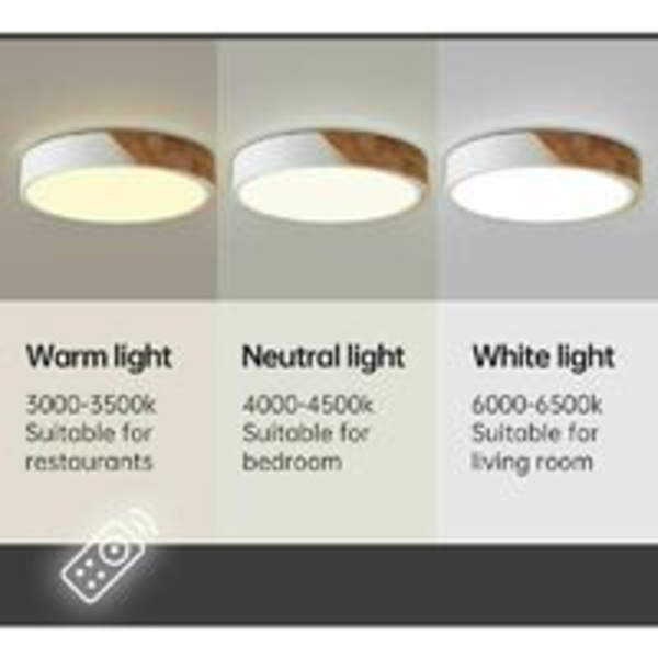 LED-taklampe 24W Tretre LED-taklampe med fjernkontroll Dimbar lysstyrke Moderne slank rund baderomsbelysning Armatur for hjemmekontor