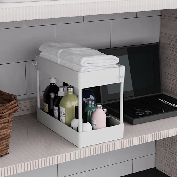 Under Sink Organizer, Under Bathroom Sink Storage 2 Tier