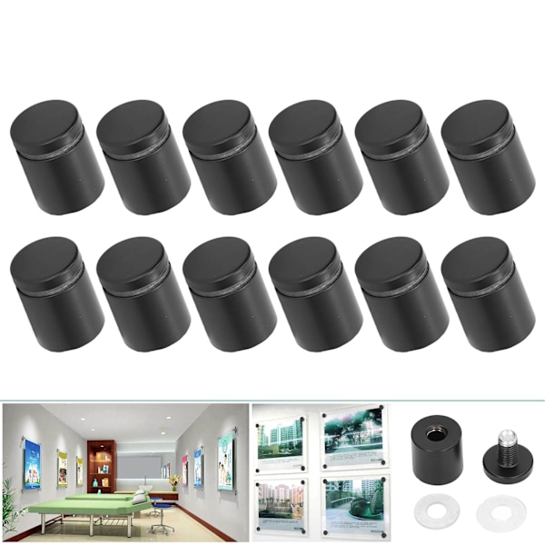 12PCS Advertising Nail Stainless Steel Stable Polished Surface Matte Black Standoff Screws for Gallery