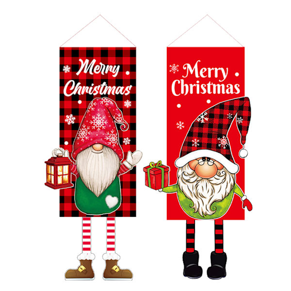 2 st juldekorationer, jultecknade figurer hängande