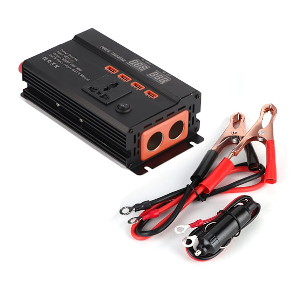 3000W 12V til 220V Bil Strømomformer med LCD-skærm USB-port Cigartænderporte