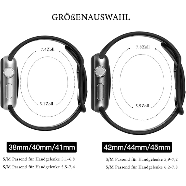 Adorve Kompatibel Apple Watch Band 38mm/40mm/41mm SE iWatch Series 7 Damer Herrar, Andningsbar Sport Silikon Ersättningsrem,