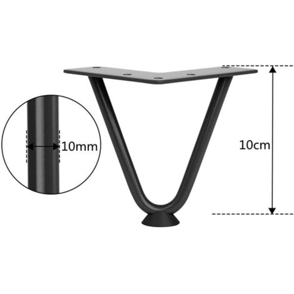 4 kpl metalliset huonekalujalat 10 cm DIY-hiusneulajalat kaappeihin