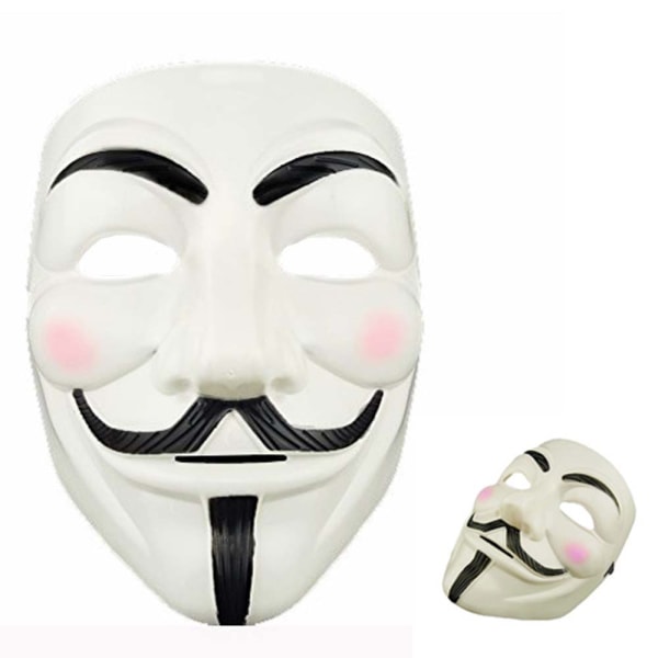 White Costume Face Mask 1 Mask V för Vendetta Anonymous Guy Fawkes