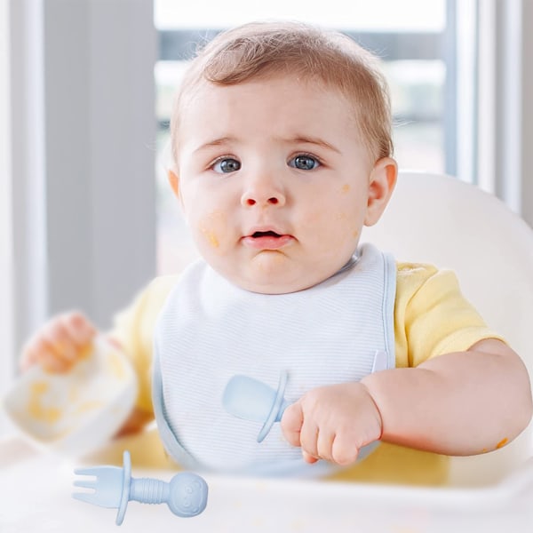 Silikon Baby Gaffel och Sked Set, Baby Led Weaning Bestick,