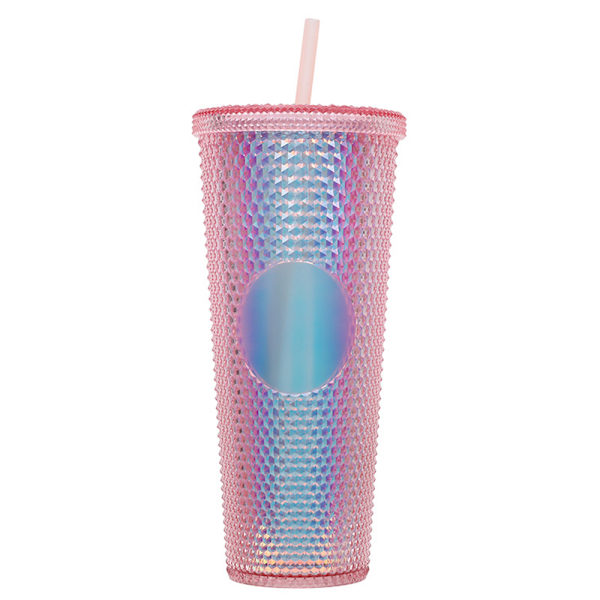 710 ml:n muovikupillinen kannella ja pillillä, uudelleenkäytettävä jääkahvikupillinen, smoothie-kupillinen, läpinäkyvä laserkupillinen