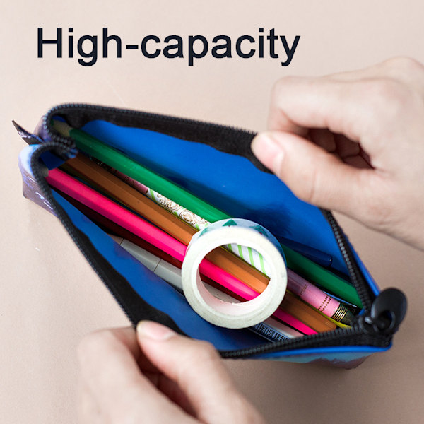 Blyantpose Pen Etuier, Læder Studerende Stationery Pung Lynlås