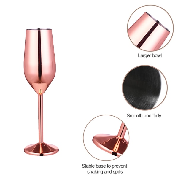 Champagneflöjter, set om 2, rostfritt stål splittersäkra