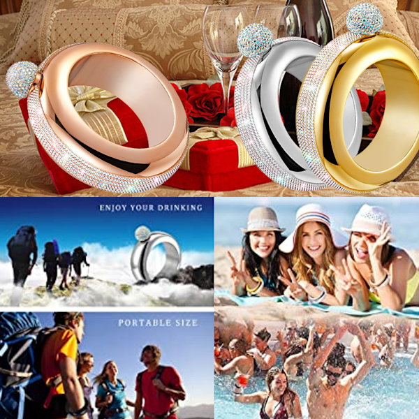 Flask Bangle Armband - AB Kristall Lock Creative 304 Rostfritt Stål