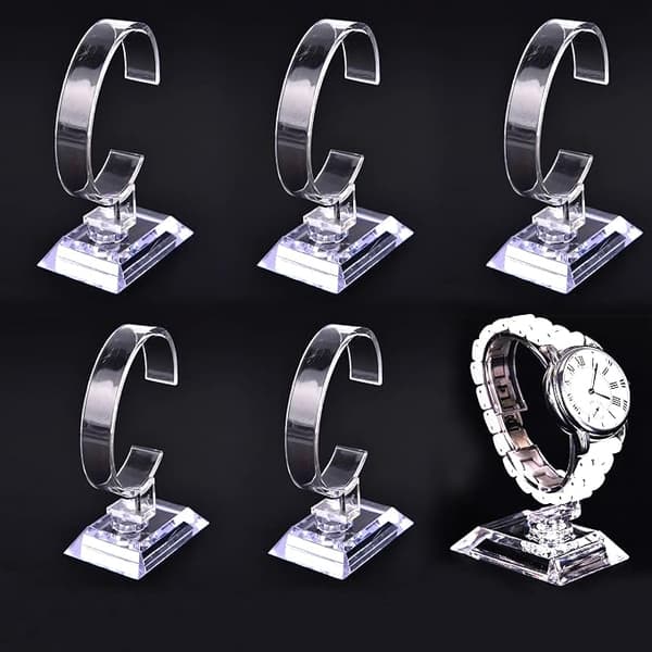 6 st C-armband klocka displayställ stor+liten