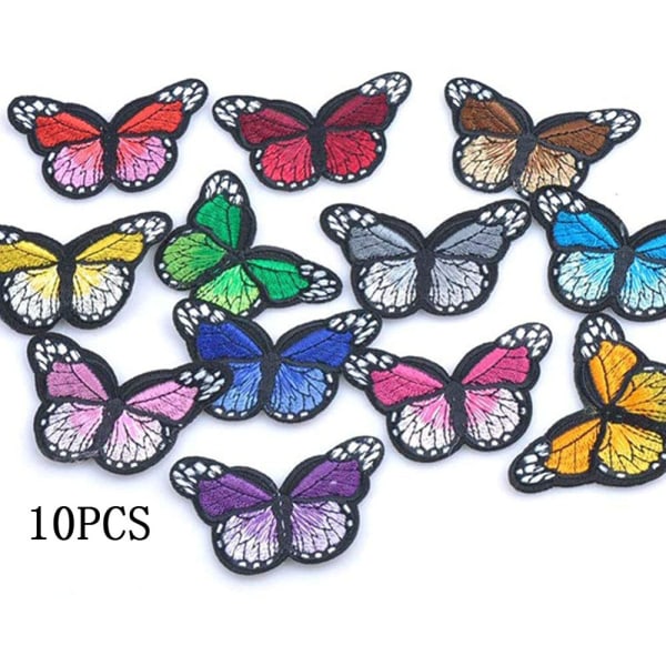 10 st Fjärilsformade järn-på-lappar för broderi av kläder