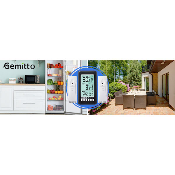 Utomhus- och inomhustermometer - Hög precision digital trådlös termometer för hemmet - Rumstemperatur larmfunktion - med 2 extra sensorer