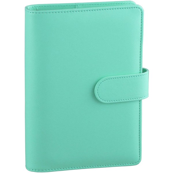 A6 PU Läder Notebook Pärm Återfyllbar 6 Ring Pärm för A6 Light Green