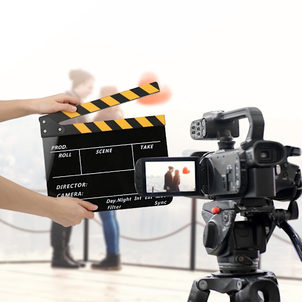 Akryyli 30x25cm Clapperboard Ohjaaja Elokuva Clapperit Elokuva- ja Televisiokuvaus RekvisiittaKeltainen raidallinen taulu(PAV1YBE)