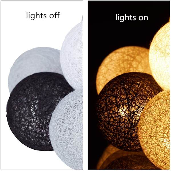 Bomullsboll Ljusslinga Batteridriven - 3,3M 20 LED Kula
