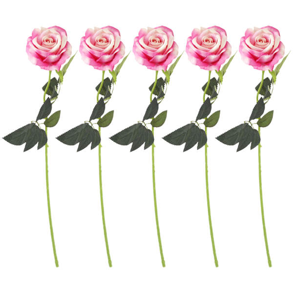 5 stk. Falske roser kunstige flannelette blomster lange stilke