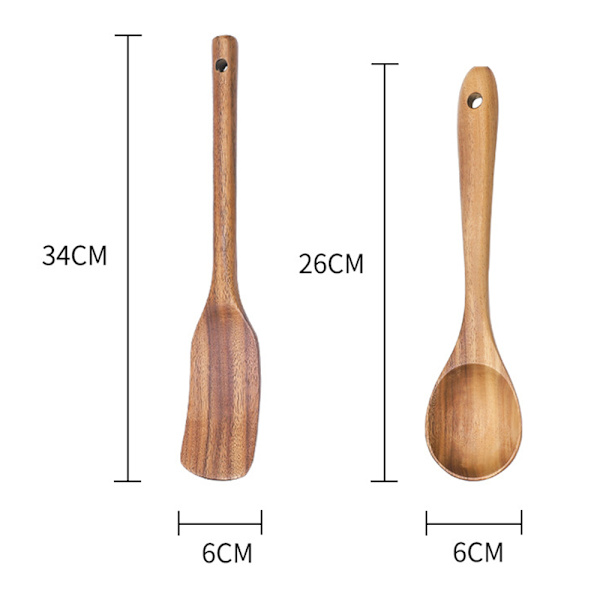 Træ køkkenredskaber sæt - 2 stk. non-stick bambus træ