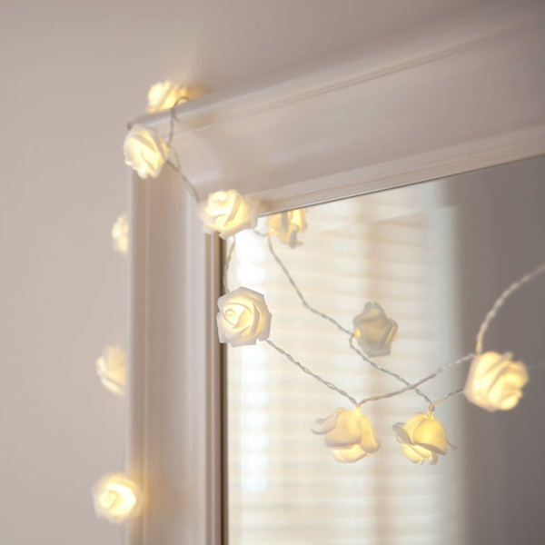 Lights4fun 2x 20 LED-rosor ljusslinga varmvitt batteridriven