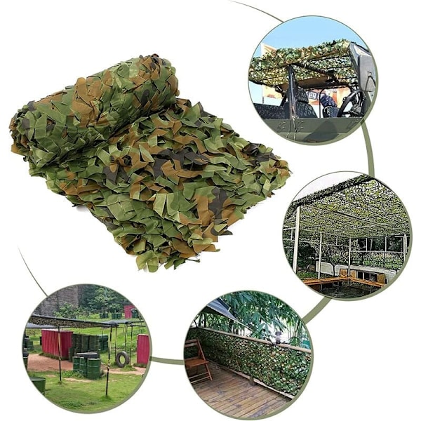 Grön Djungelkamouflage Mesh Rektangel Solsegel, Nylon Mesh Baksida, Robust och Hållbar, Lämplig för Dekorativt Solskydd, Utomhusjakt,