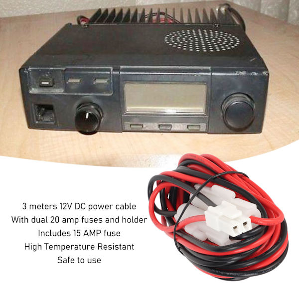 Mobil radio DC-strömkabel bil DC-strömsladd för Kenwood TK7180 TK8180 TK7302 TK8302 TK7360 TK8360 NX 820 9,8ft 12V