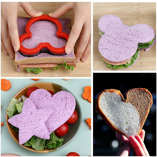 Sandwich-skärare och förslutare set, 4 st brödskivskärare