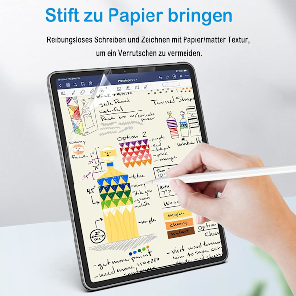 Skærmbeskytter til iPad Pro 11 tommer (2021/2020/2018), mat papirfilm, antireflekterende til tegning, skrivning S som på papir