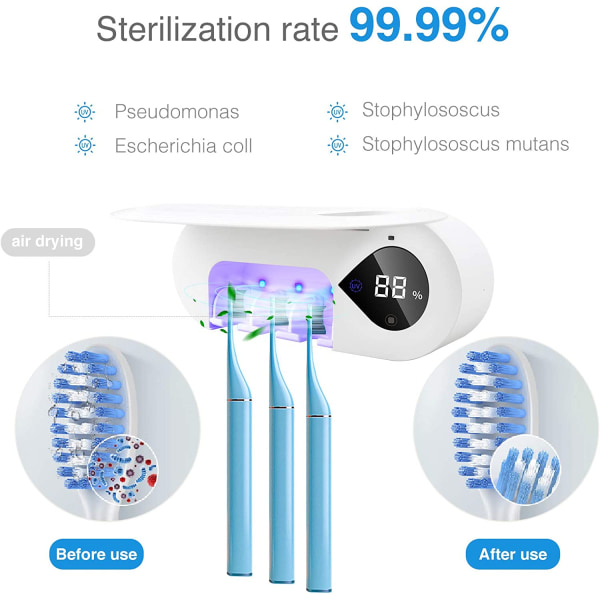 Tandbørste Sanitizer og Holder med Auto Tørrefunktion, Væg