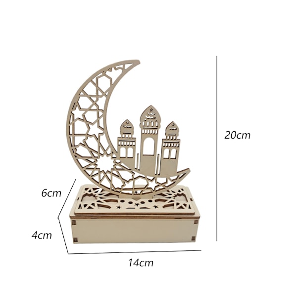 2-set Ramadan LED-trälampa, Ramadan-lykta LED, Ramadan-dekorationsljus, Dekoration Halvmåne Stjärnlyktor för Eid Mubarak-gåvor Fester