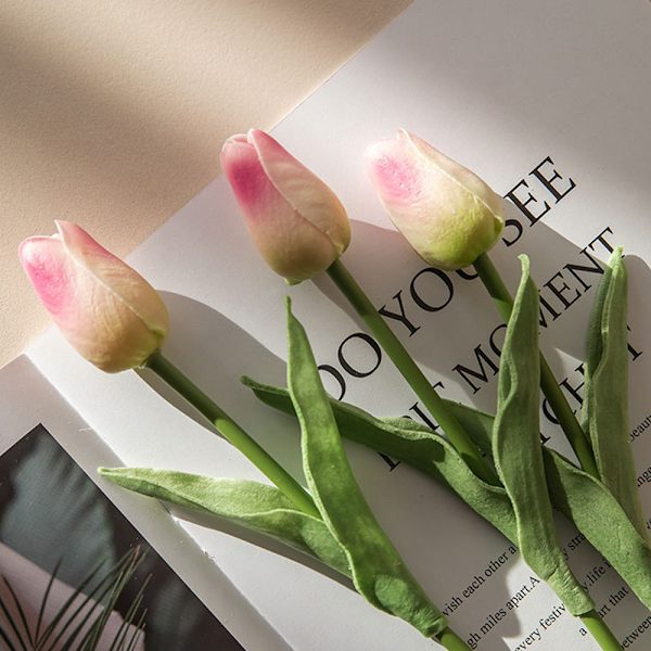 10 stk PU Kunstige Tulipaner Ekte Touch Kunstige Blomsteroppsats