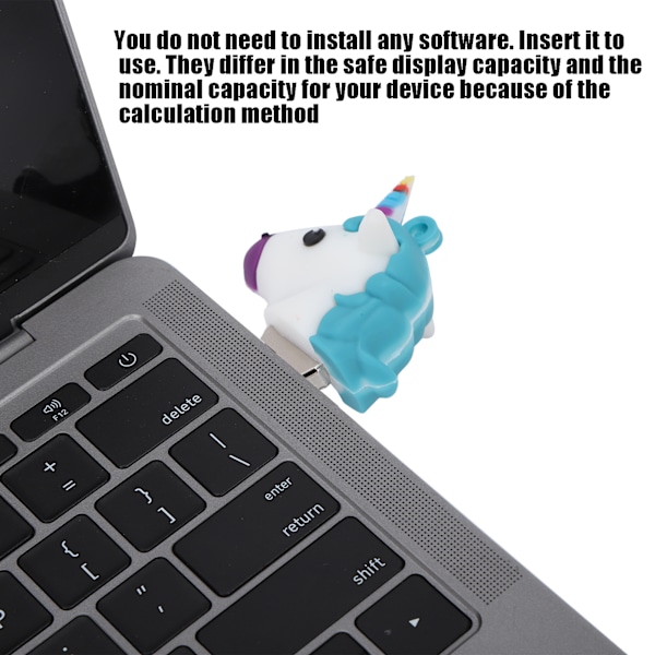 USB 2.0 Flash Drive Blå Djurdesign Data Lagringsverktyg Kreativ Gåva för Familj Vän 32GB